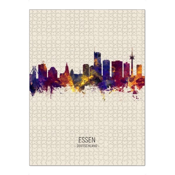 Puzzle Ravensburger "Essen Germany Skyline Beige" artboxONE - Städte - Essen,Germany,Skyline,Cityscape,Painting,Watercolour,Stadtbild - Bild essen