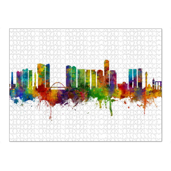 Puzzle Ravensburger "Tel Aviv Israel Skyline" artboxONE - Städte - Tel aviv,Israel,Skyline,Cityscape,Painting,Watercolour,Stadtbild - Bild tel aviv