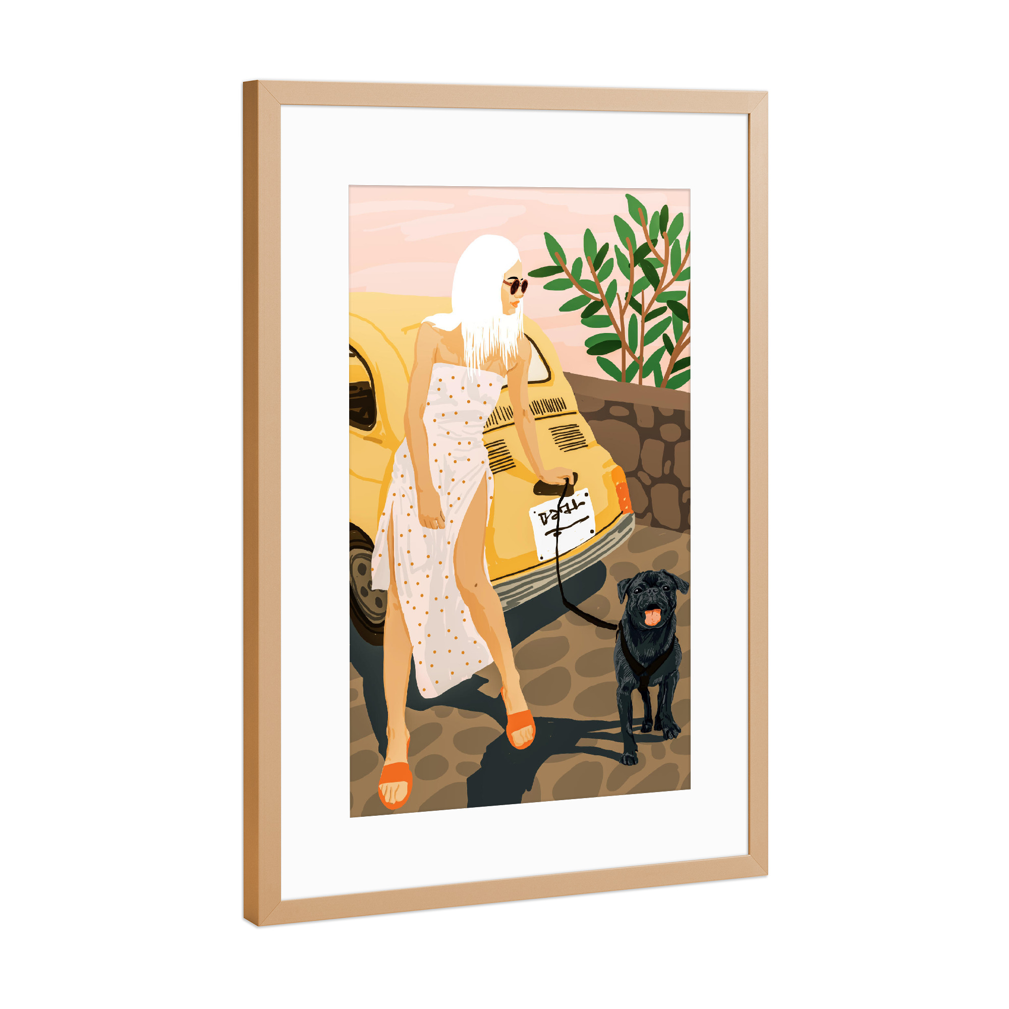 Poster mit Rahmen Kupfer "Tour Illustration" artboxONE - Tiere,Menschen
