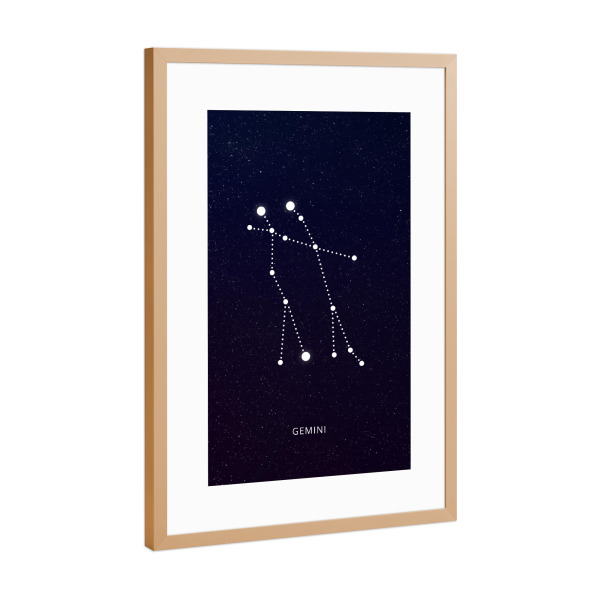 Poster mit Rahmen Kupfer "Gemini zodiac constellation" artboxONE - Natur,Galaxy