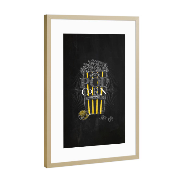 Poster mit Rahmen Gold "Popcorn butter black" artboxONE - Film,Essen & Trinken