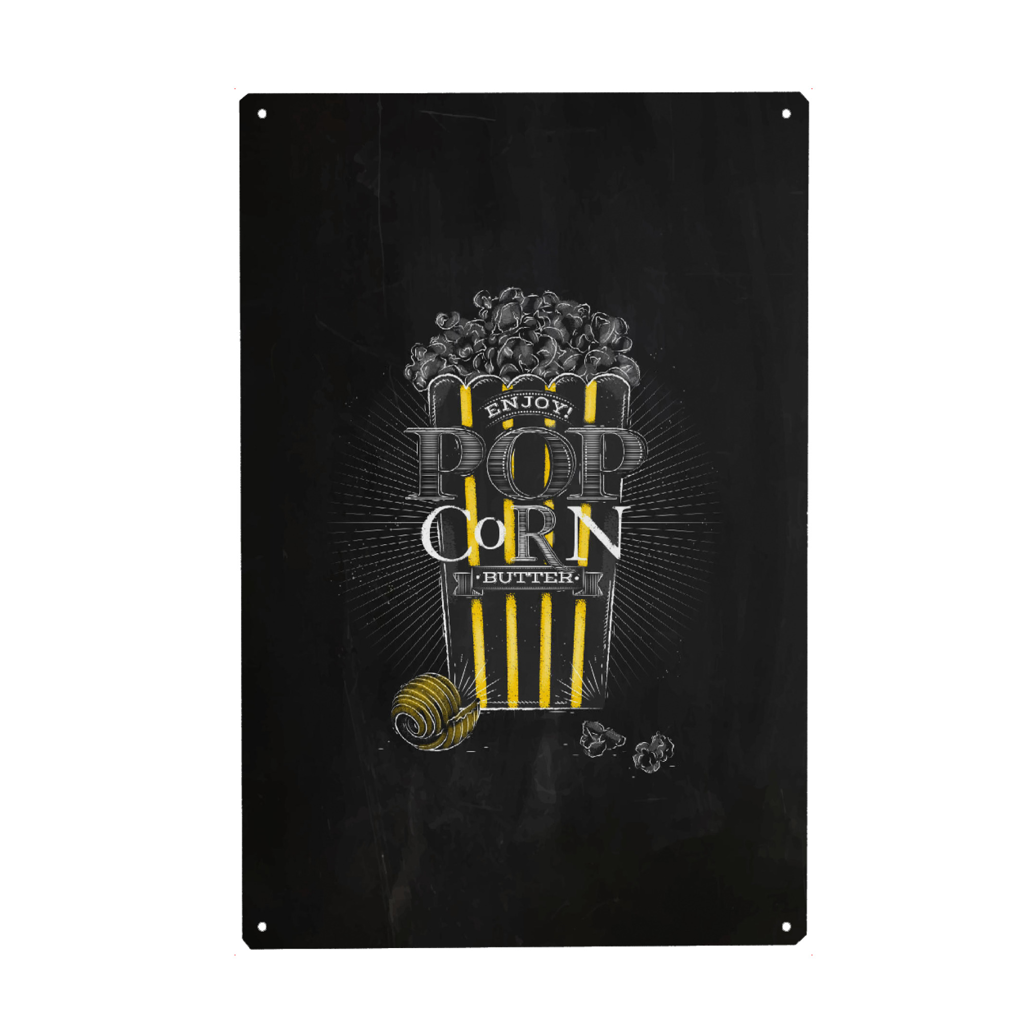 Metall Poster "Popcorn butter black" artboxONE - Film,Essen & Trinken