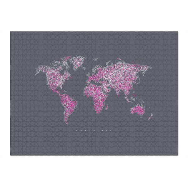 Puzzle Ravensburger "World map tangle lines purple grey" artboxONE - Reise,Kartografie
