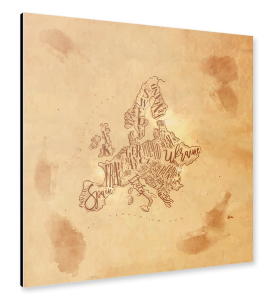 Alu-Dibond "Map Europe vintage craft" 30x30 cm artboxONE