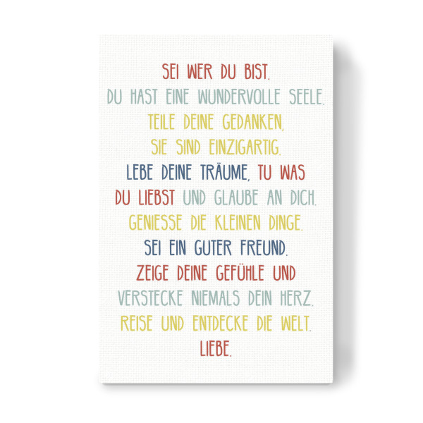 Leinwandbild "Sei wer du bist" artboxONE - Typografie,Für Kinder,Liebe