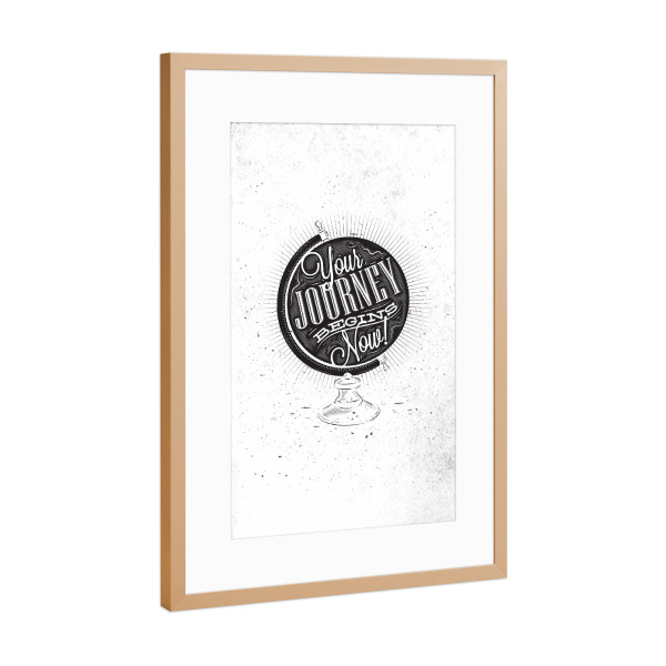Poster mit Rahmen Kupfer "Journey globe dark" artboxONE - Reise,Schwarzweiß,Kartografie