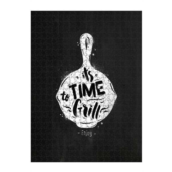 Puzzle Ravensburger "Grill pan chalk" artboxONE - Essen & Trinken,Schwarzweiß - Chalkboard,Graphic,Lettering,Retro,Vintage,Symbol,Pan,Grill,Food
