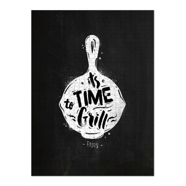 Puzzle Ravensburger "Grill pan chalk" artboxONE - Essen & Trinken,Schwarzweiß - Chalkboard,Graphic,Lettering,Retro,Vintage,Symbol,Pan,Grill,Food