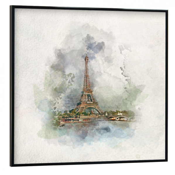Poster mit schwarzem Rahmen 30x30 cm "Eiffel Tower in watercolors" artboxONE - Städte,Städte / Paris