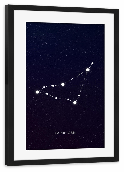 Poster mit Rahmen schwarz "Capricorn astrology zodiac" artboxONE - Schwarzweiß,Galaxy