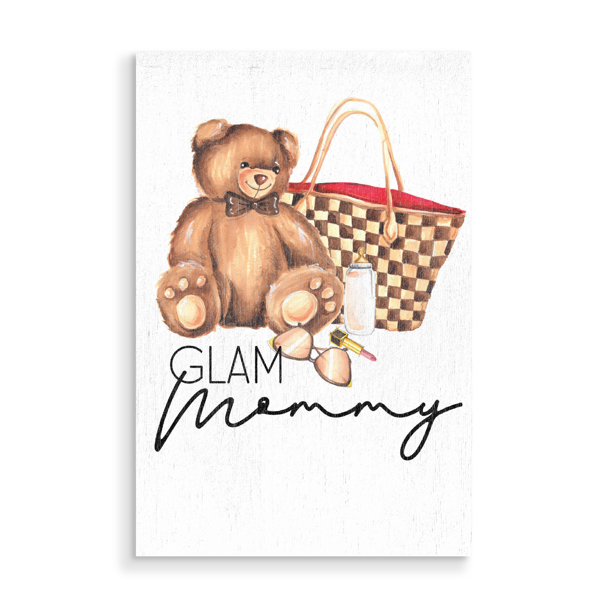 Holzbild "Glam Mommy" artboxONE - Für Mama - Mothers day,Mother,Fashion,Fashion lover,Mom,Fashion illustration