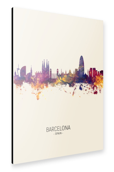 Alu-Dibond "Barcelona Spain Skyline Beige" 30x20 cm artboxONE