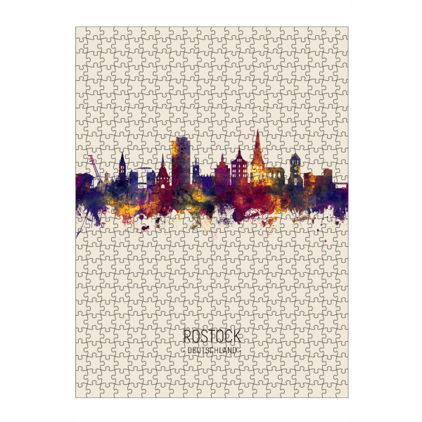 artboxONE Puzzle "Rostock Skyline Beige" artboxONE - Städte - Rostock,Germany,Skyline,Cityscape,Painting,Watercolour,Stadtbild - Bild rostock