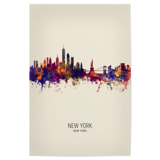 New York Skyline Portrait Beige