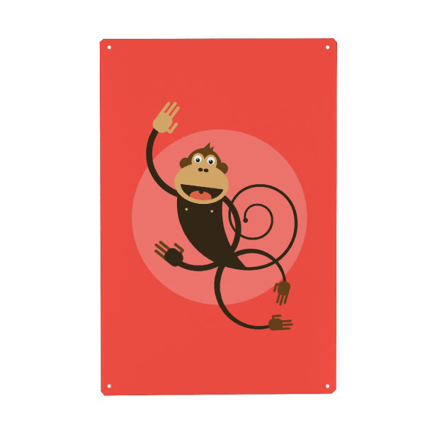 Metall Poster "Kinderzimmer Affe" artboxONE - Für Kinder - Kinderzimmerdekoration,Affe,Tiere - Blechschild