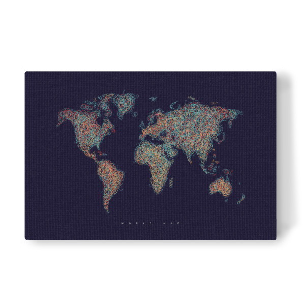 Leinwandbild "World map tangle line red dark" artboxONE - Kartografie