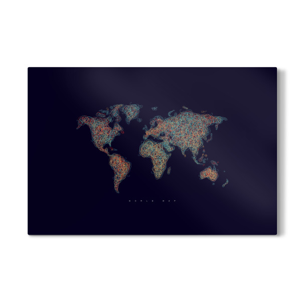 Galerie-Print "World map tangle line red dark" 30x20 cm artboxONE