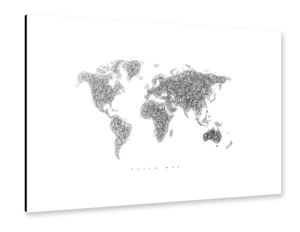 Alu-Dibond "World map tangle line" 30x20 cm artboxONE