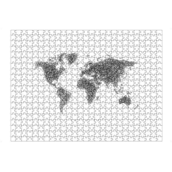 artboxONE Puzzle "World map tangle line" artboxONE - Reise,Schwarzweiß,Kartografie