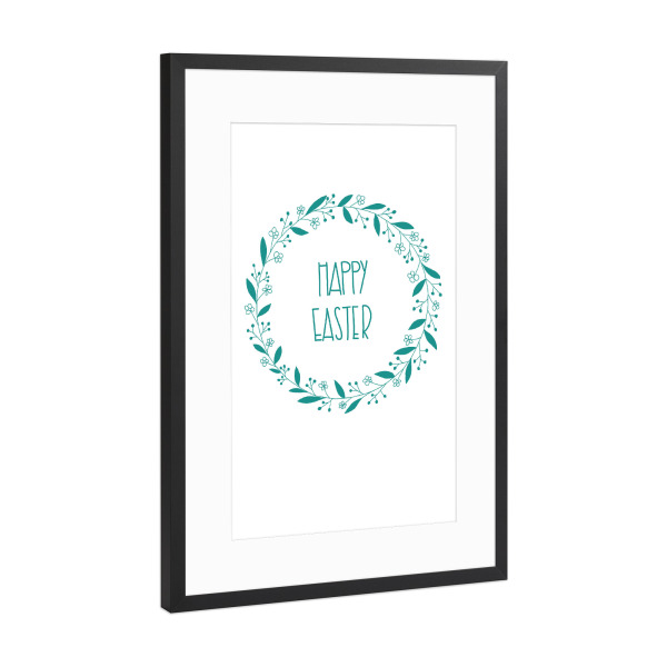 Poster mit Rahmen Schwarz (Metallic) "Happy easter grün" artboxONE - Typografie