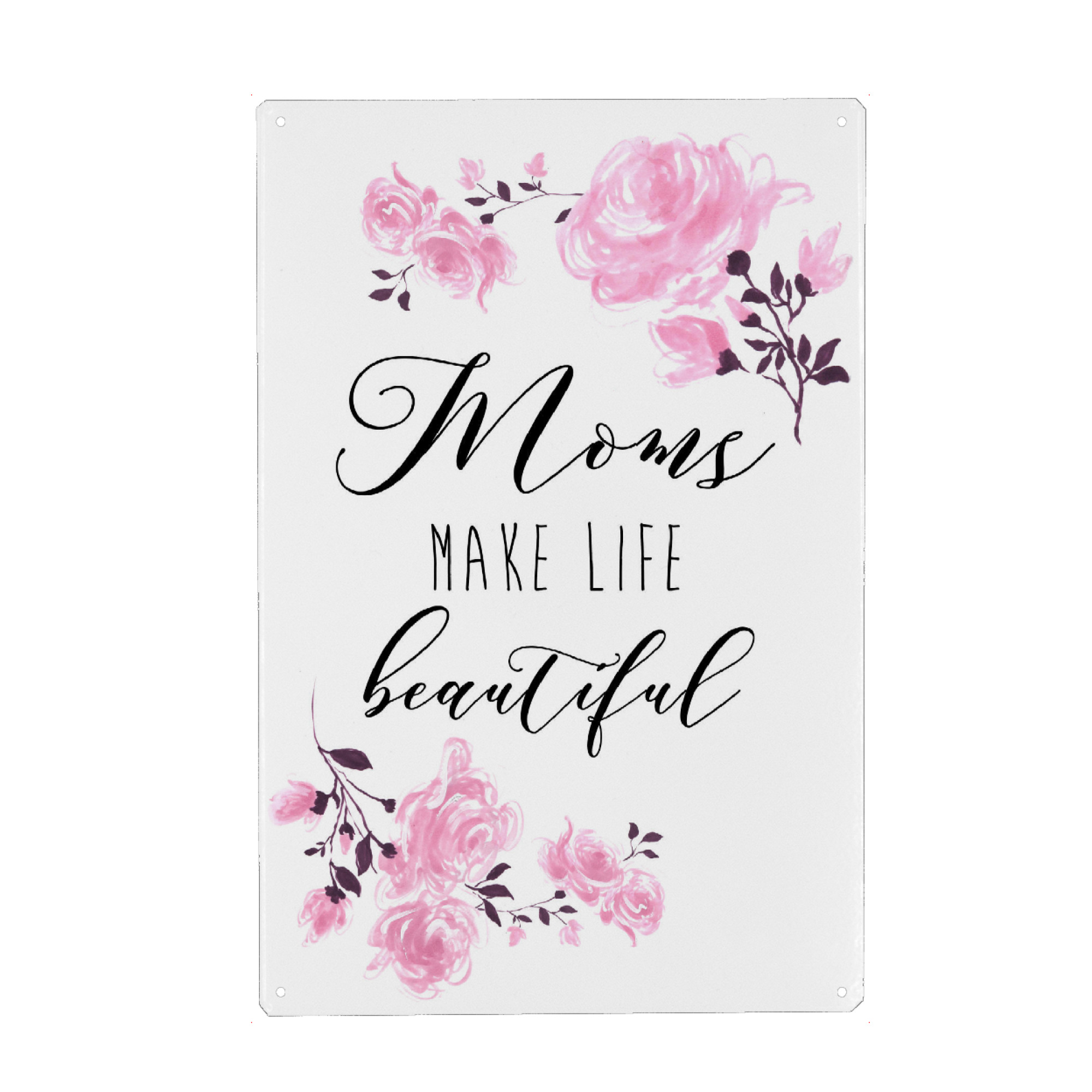 Holzbild "Mom makes life beautiful" artboxONE - Für Mama - Mother,Mothers day,Floral,Mom,Muttertag,Mama,Mutter,Love,Liebe,Present