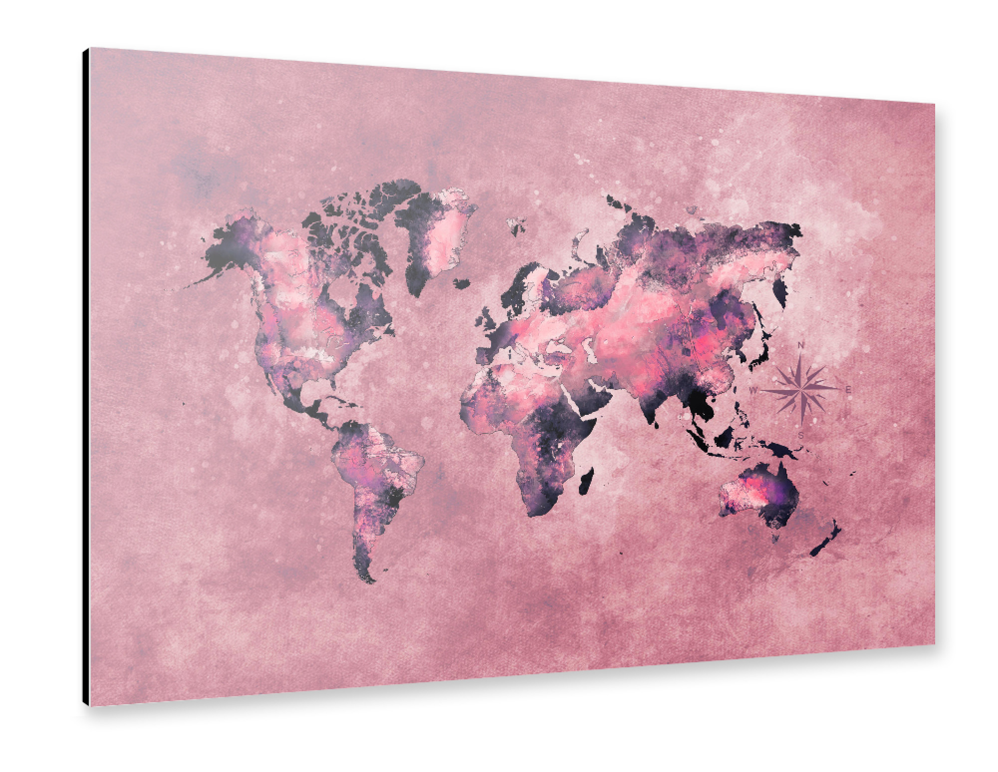 Alu-Dibond "World map coral red" 75x50 cm artboxONE