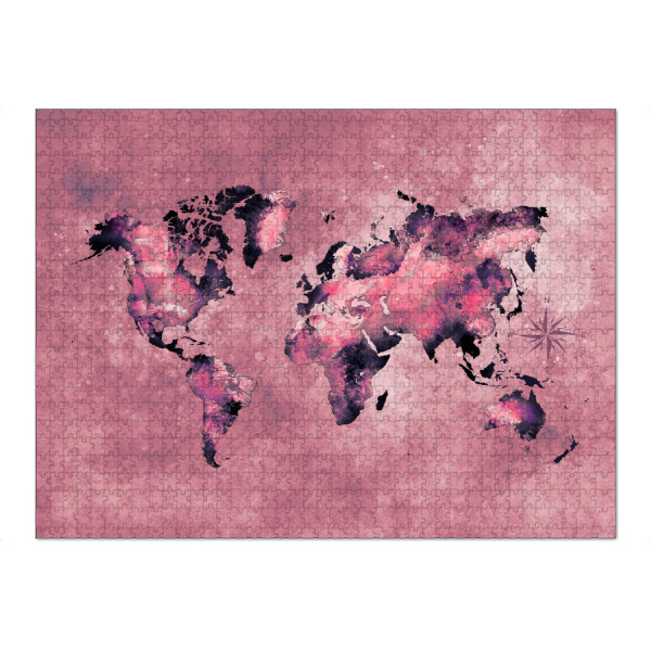 Puzzle Ravensburger "World map coral red" artboxONE - Reise,Kartografie