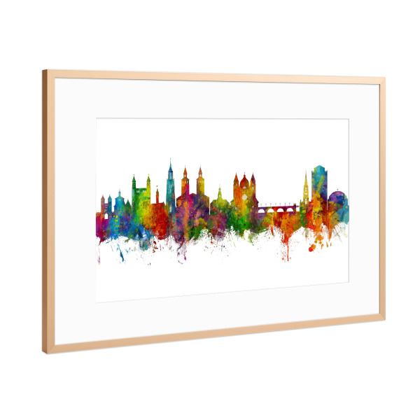 Poster mit Rahmen Kupfer "Maastricht Netherlands Skyline" artboxONE - Städte - Maastricht,Netherlands,Skyline,Cityscape,Painting,Watercolour,Stadtbild