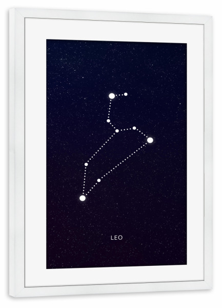 Poster mit Rahmen weiß "Leo zodiac astrology" artboxONE - Schwarzweiß,Ultraviolet,Galaxy