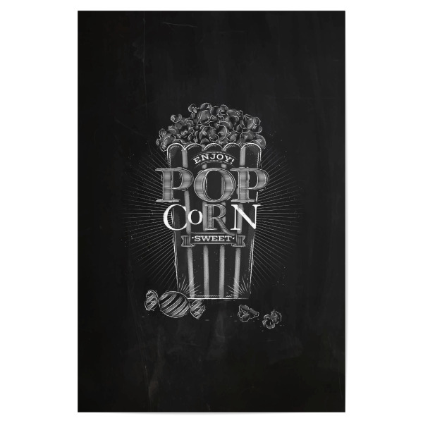 Poster 30x20 cm "Popcorn sweet chalk" artboxONE - Film,Essen & Trinken,Schwarzweiß