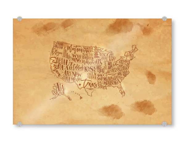 Acrylglasbild "Map USA vintage craft" artboxONE - Kartografie