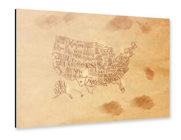 Alu-Dibond "Map USA vintage craft" 30x20 cm artboxONE