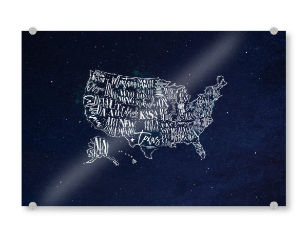 Acrylglasbild "Map USA vintage blue" artboxONE - Reise,Kartografie