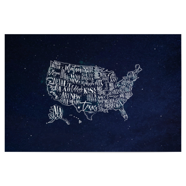 Poster "Map USA vintage blue" artboxONE - Reise,Kartografie