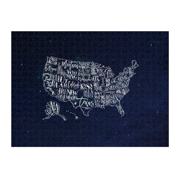 Puzzle Ravensburger "Map USA vintage blue" artboxONE - Reise,Kartografie