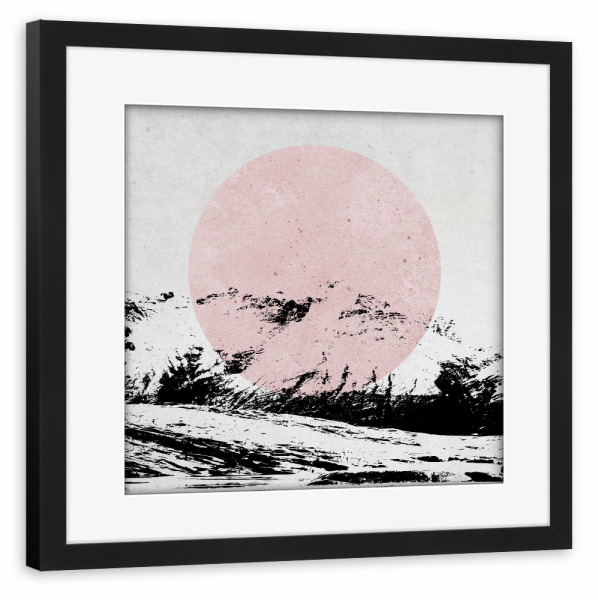 Poster mit Rahmen schwarz "Berg kreis rot" artboxONE - Natur,Abstrakt,Geometrie