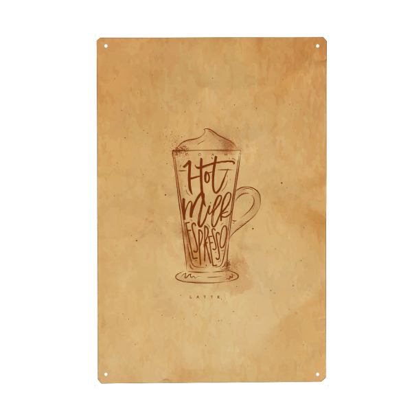 Metall Poster "Coffee latte cup craft" artboxONE - Essen & Trinken