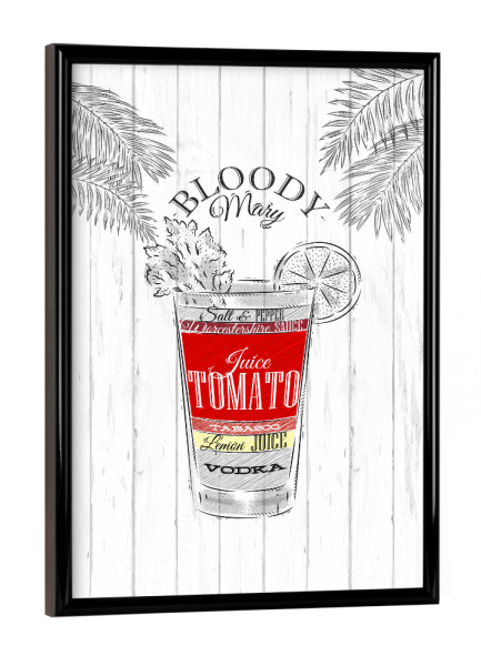 Poster mit schwarzem Rahmen "Bloody mary cocktail wood" artboxONE - Essen & Trinken / Alkohol