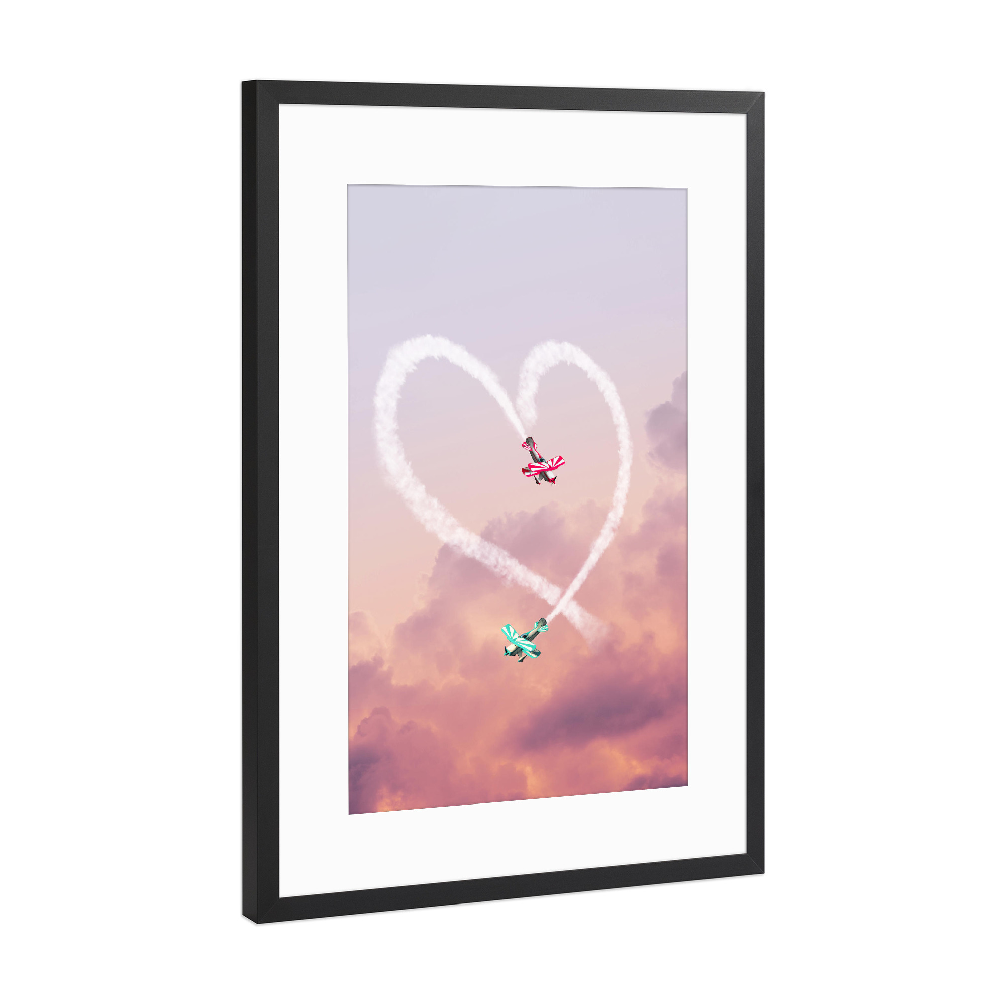 Poster mit Rahmen Schwarz (Metallic) "LOVE IS IN THE SKY" artboxONE - Liebe