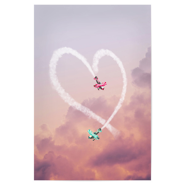 Poster "LOVE IS IN THE SKY" artboxONE - Liebe - Plane,Funny,Humor,Love,Pop-art,Contemporary-art,Modern-art,Air,Sky,Clouds