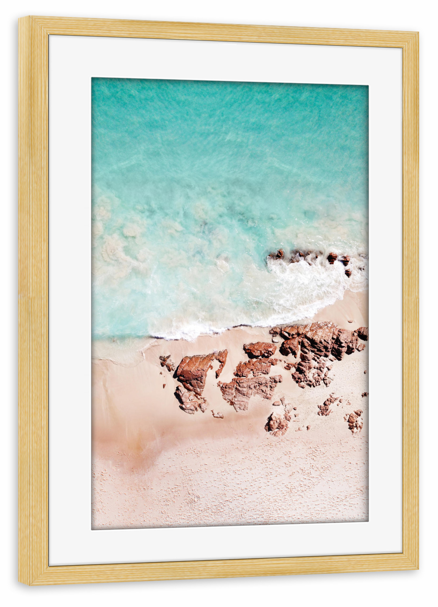 Poster mit Rahmen kiefer "Golden Rose Beach" artboxONE - Reise / Strand und Meer