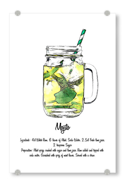 Acrylglasbild "Mojito Cocktail Recipe" artboxONE - Essen & Trinken / Alkohol