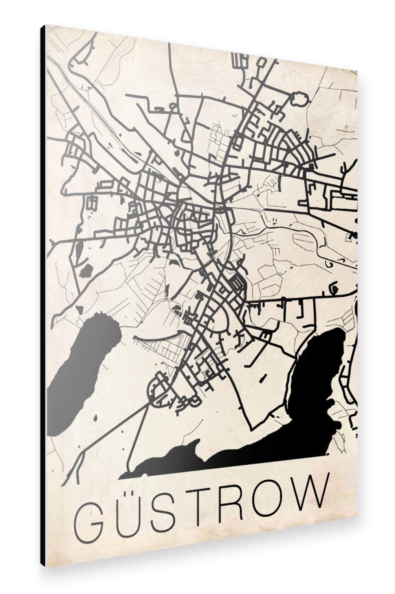 Alu-Dibond "Retro Map Gustrow Germany" 30x20 cm artboxONE