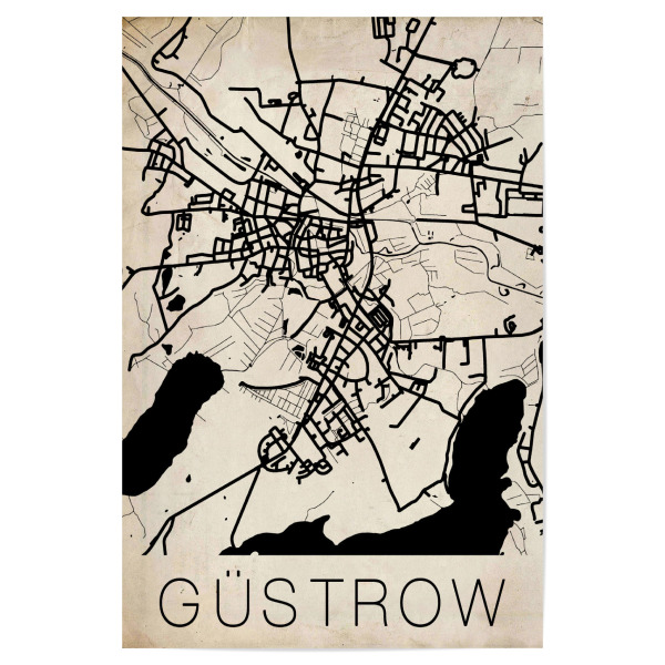Poster 30x20 cm "Retro Map Gustrow Germany" artboxONE - Städte,Reise,Kartografie - Retro,Map,Gustrow,Germany