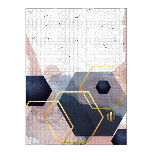 Puzzle Ravensburger "Blush Navy Abstract Landscape" artboxONE - Abstrakt,Geometrie