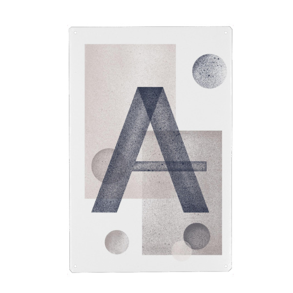 Holzbild "Letter A in Grey" artboxONE - Buchstaben,Buchstaben / A - Letters,Grey,Mild,Scandinavian,Geometry,Circles,Rectangular,Buchstabe-a