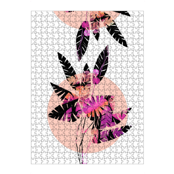 Puzzle Ravensburger "Pink Plants on Coral" artboxONE - Floral - Pflanzenblätter,Muttertag,Blumenstrauß,Frühling - Bild pflanzenblätter