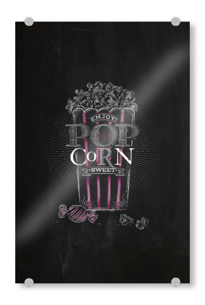 Acrylglasbild "Popcorn sweet black" artboxONE - Film,Essen & Trinken,Schwarzweiß