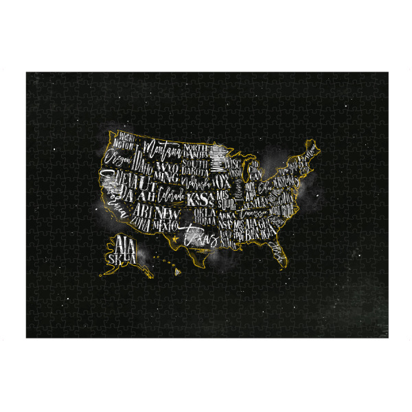 Puzzle Ravensburger "Map USA vintage chalk yellow" artboxONE - Reise,Schwarzweiß,Kartografie