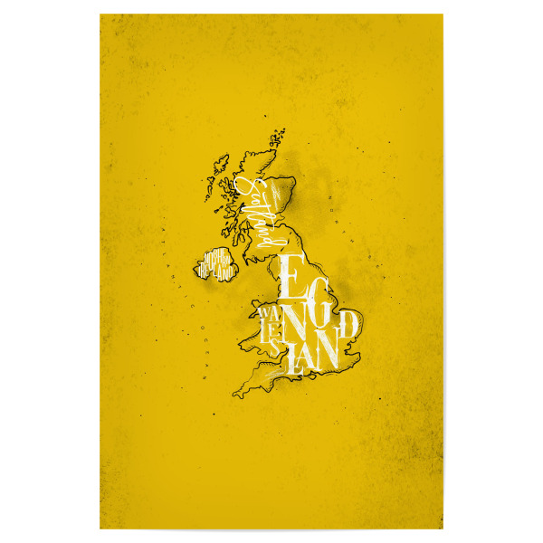 Poster "Map United Kingdom vintage yellow" artboxONE - Reise,Kartografie